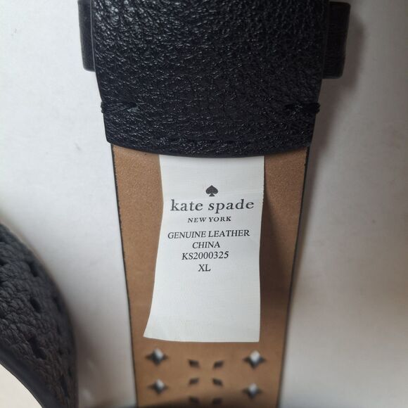 Kate Spade Belt Soft Leather Black Logo Women XL (49x1.5) Perforated Laser Cut main image 14